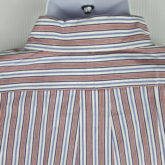 Ralph Lauren Vintage Men's Striped Blue And Red Button DownShirt Size 16.5 32-33 - Picture 9 of 11